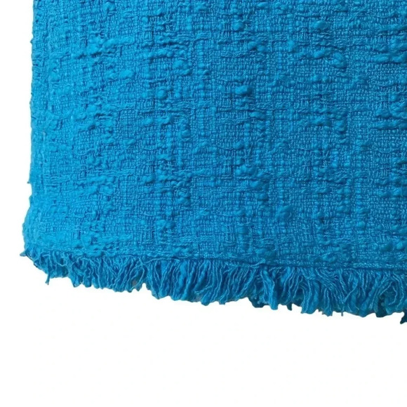 Proenza Schouler White Label Blue Tweed Fringe Mini Skirt Size 0 Cotton - Picture 4 of 11